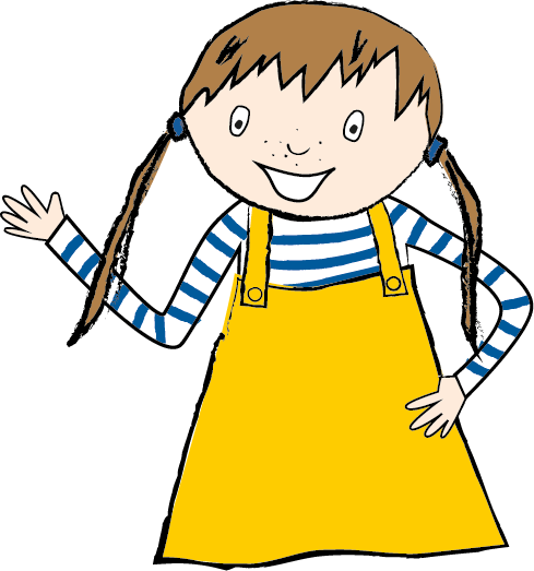 Illustration Kind im gelben Kleid und Ringelshirt